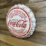Vintage Coca-Cola Bottle Cap Metal Wall Sign – 17” Round, Rustic