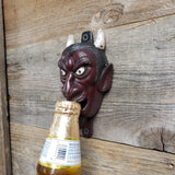 Cast Iron Happy RED DEVIL Wall Mount Bottle Opener