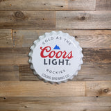 Coors Light Bottle Cap Metal Wall Sign – Cold As The Rockies | 17” Round Bar & Man Cave Decor