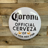 Corona Official Cervesa Logo Round Domed Shaped Metal Sign