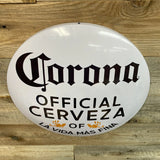 Corona Official Cervesa Logo Round Domed Shaped Metal Sign
