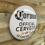 Corona Official Cervesa Logo Round Domed Shaped Metal Sign