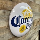 Corona Lite logo Official Cervesa Round Domed Shaped Metal Sign