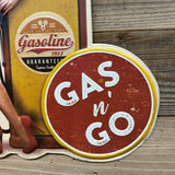 Vintage Gas Pump Pinup Girl Shaped Embossed Metal Sign
