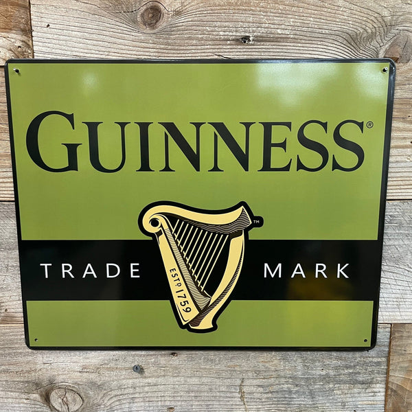 Guinness Logo Olive Green Beer Advertising Metal Sign