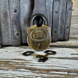 Indian Motorcycles Brass & Iron Padlock with 2 Keys | Biker Decor