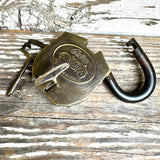 Indian Motorcycles Brass & Iron Padlock with 2 Keys | Biker Decor