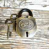 Indian Motorcycles Brass & Iron Padlock with 2 Keys | Biker Decor