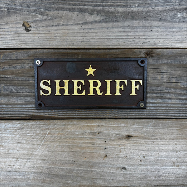 Cast Iron Sheriff Plaque | Western Wall Sign for Bar or Man Cave