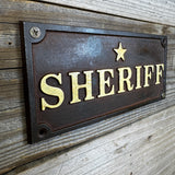 Cast Iron Sheriff Plaque | Western Wall Sign for Bar or Man Cave