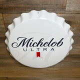 Michelob Ultra Scalloped Metal Bottle Cap Wall Sign – 17" Vintage Bar & Man Cave Decor