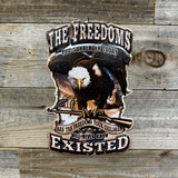 Rustic Freedom Shield Metal Wall Sign – Embossed Patriotic Decor for Garage, Bar, or Man Cave