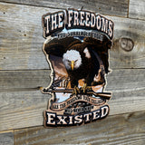 Rustic Freedom Shield Metal Wall Sign – Embossed Patriotic Decor for Garage, Bar, or Man Cave