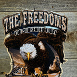 Rustic Freedom Shield Metal Wall Sign – Embossed Patriotic Decor for Garage, Bar, or Man Cave