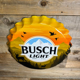 Busch Light Hunting Bottle Cap Metal Wall Sign – 17” Rustic Beer Decor