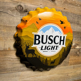 Busch Light Hunting Bottle Cap Metal Wall Sign – 17” Rustic Beer Decor