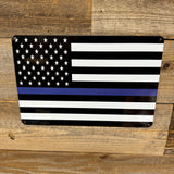 Blue Line American Flag Metal Sign