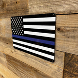 Blue Line American Flag Metal Sign