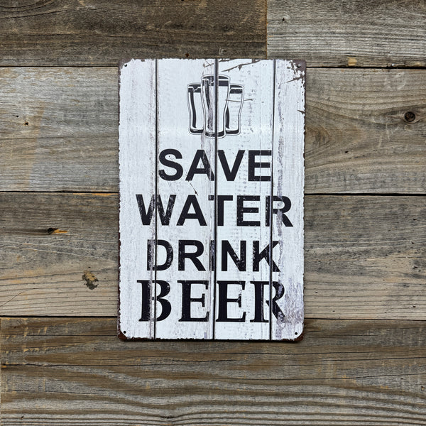 Save Water, Drink Beer – Vintage Style Metal Bar Sign