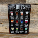 Shots Recipes Metal Bar Sign