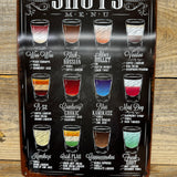 Shots Recipes Metal Bar Sign