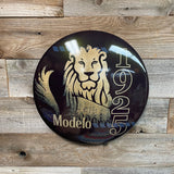 Modelo 1925 Lion Logo Round Domed Shaped Metal Sign
