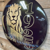 Modelo 1925 Lion Logo Round Domed Shaped Metal Sign