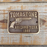 Tombstone Arizona Territory 1881 Solid Brass Plaque with Antique Finish