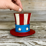 USA Hat Coin Bank | Patriotic Cast Aluminum Piggy Bank